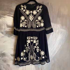 French Connection • Navy • White • Embroidered Flowers • Size 2